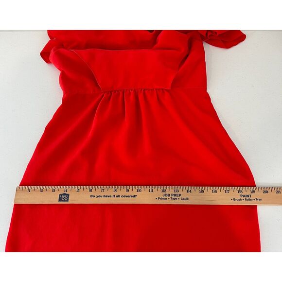 Ali Ro Women's Red Silk Dress Flutter Sleeve Side Zipper Size 6 - Picture 7 of 10